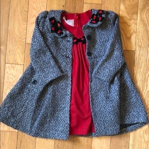 Iris and Ivy 4T Girls Coat with red dress